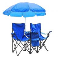 KingCamp Double Folding Outdoor Picnic Beach Camping Garden Chair with Removable Umbrella