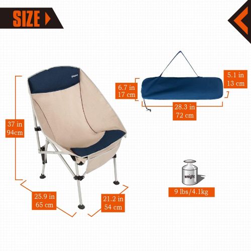  KingCamp Oversized Camping Chairs Heavy Duty Lawn Chair Deluxe Folding Chair with Cup Holder Large Pocket Cotton Padded Portable for Outdoor, Camping, BBQ, Travel, Picnic, Home Nap
