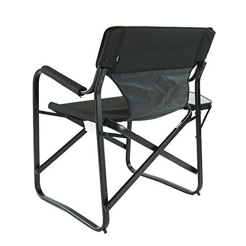  KingCamp Couple Set (2 Pieces) - Aluminum Portable Folding Deck Chair with Side Table Black | Camping Chair | Directors Chair | Outdoor Chair | Campers Chair | Garden Chair | Tailgating | r