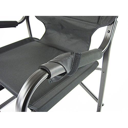  KingCamp Couple Set (2 Pieces) - Aluminum Portable Folding Deck Chair with Side Table Black | Camping Chair | Directors Chair | Outdoor Chair | Campers Chair | Garden Chair | Tailgating | r