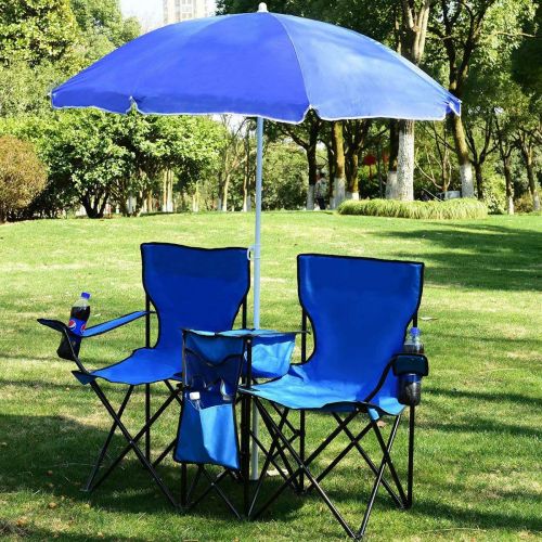  KingCamp yuangyuang Foldable Picnic Beach Camping Double Chair+Umbrella Table Cooler Fishing Fold Up