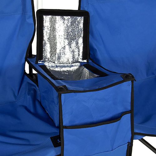  KingCamp Top_Quality555 Blue Double Beach Chair with Umbrella Attached Foldable Picnic Camping Table Cooler Fishing Fold Up