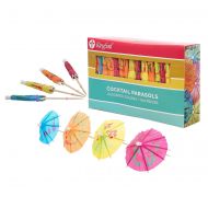 KingSeal 4 Inch Umbrella Parasol Cocktail Picks, Cupcake Toppers - 5 Packs of 144 each (720pcs total), Assorted Colors and Designs