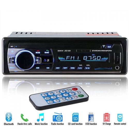  Kingslim 2018 New 12V Car Stereo FM Radio MP3 Audio Player Support Bluetooth Phone with USB/SD MMC Port Car Electronics In-Dash 1 DIN