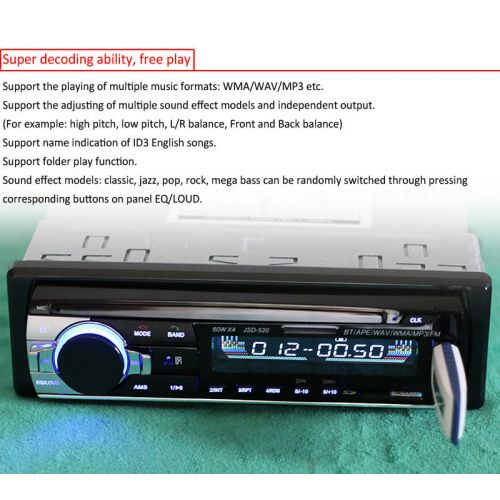  Kingslim 2018 New 12V Car Stereo FM Radio MP3 Audio Player Support Bluetooth Phone with USB/SD MMC Port Car Electronics In-Dash 1 DIN