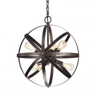 KingSo Edvivi 6-Light Style Antique Copper Pendant Orb Globe Chandelier | Modern Farmhouse Lighting