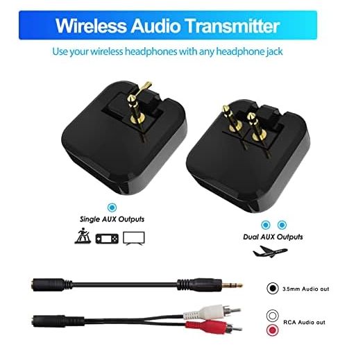  [아마존베스트]-Service-Informationen Bluetooth Audio Adapter,Drahtloser TV Transmitter Flugsender Gepaart 2 Kopfhoerern,Tragbarer Bluetooth Transmitter Audio Adapter fuer Nicht Bluetooth 3.5mm Aux Audiogerate,TV PC Lapt