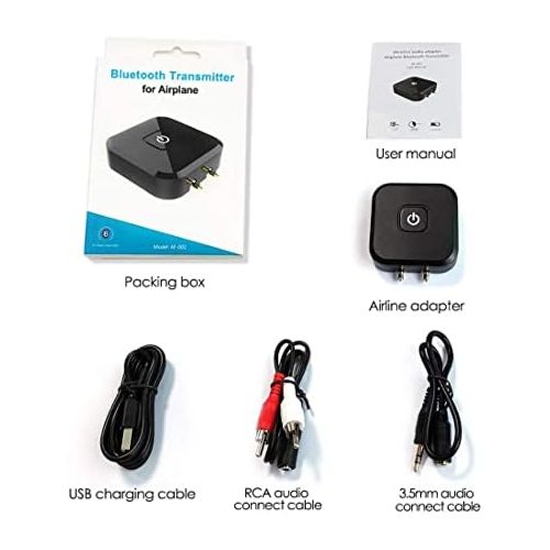  [아마존베스트]-Service-Informationen Bluetooth Audio Adapter,Drahtloser TV Transmitter Flugsender Gepaart 2 Kopfhoerern,Tragbarer Bluetooth Transmitter Audio Adapter fuer Nicht Bluetooth 3.5mm Aux Audiogerate,TV PC Lapt