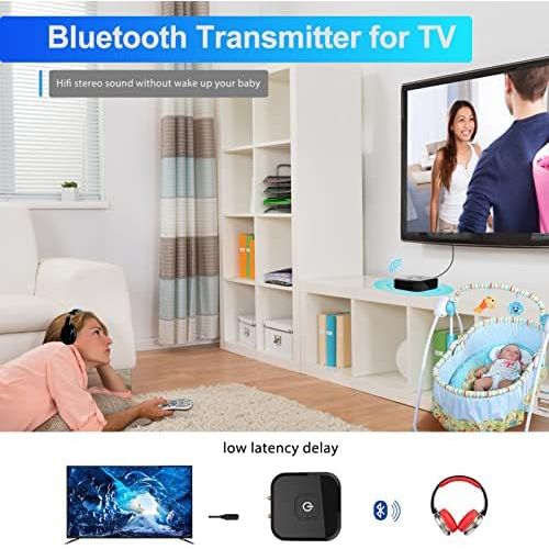  [아마존베스트]-Service-Informationen Bluetooth Audio Adapter,Drahtloser TV Transmitter Flugsender Gepaart 2 Kopfhoerern,Tragbarer Bluetooth Transmitter Audio Adapter fuer Nicht Bluetooth 3.5mm Aux Audiogerate,TV PC Lapt