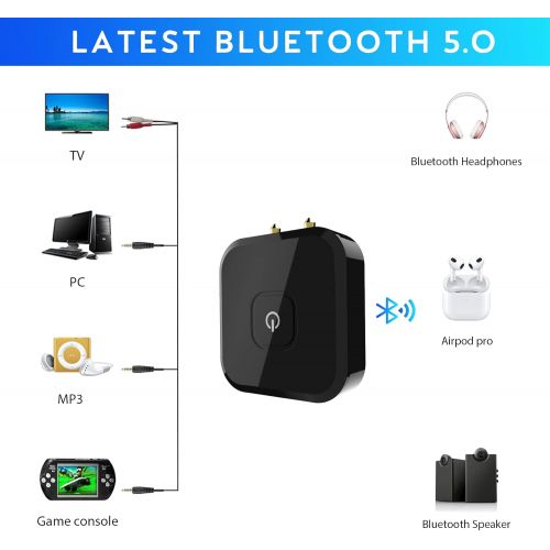  [아마존베스트]-Service-Informationen Bluetooth Audio Adapter,Drahtloser TV Transmitter Flugsender Gepaart 2 Kopfhoerern,Tragbarer Bluetooth Transmitter Audio Adapter fuer Nicht Bluetooth 3.5mm Aux Audiogerate,TV PC Lapt