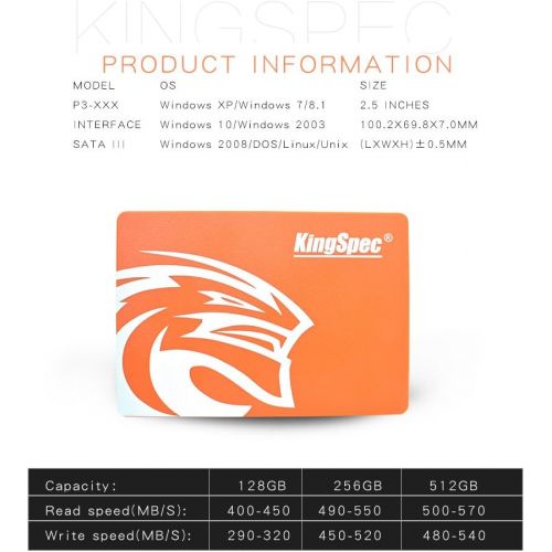  KingSpec SSD 128GB 2.5 SATA3 Internal Solid State Drive for PC, Laptop, Mac（P3-128）…