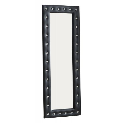  Kings Brand Furniture Modern Upholstered Tufted Standing Floor Mirror, White Vinyl