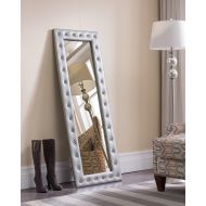 Kings Brand Furniture Modern Upholstered Tufted Standing Floor Mirror, Silver Vinyl