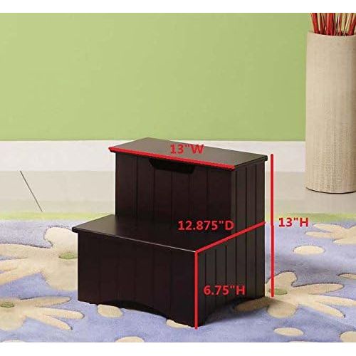  [아마존베스트]Kings Brand Furniture Kings Brand Dark Cherry Finish Wood Bedroom Step Stool With Storage