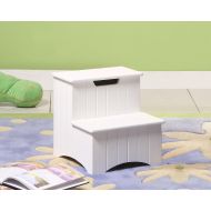[아마존베스트]Kings Brand Furniture Kings Brand White Finish Wood Bedroom Step Stool with Storage