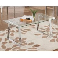 Kings Brand Furniture Kings Brand Modern Design Chrome Finish With Glass Top Cocktail Coffee Table