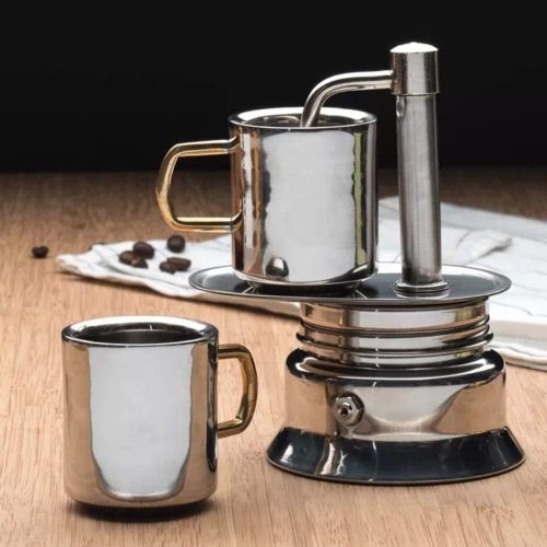  Kings County Tools King County Tools Stovetop Espresso Maker Single Spout Stainless Steel Coffee Machine Dark & Rich Brew Flows in Minutes No Frill Operation Use on Stove at Home or Camping