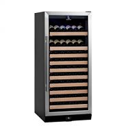 KingsBottle 98 Bottle Single Zone Wine Cooler, Stainless Steel with Glass Door