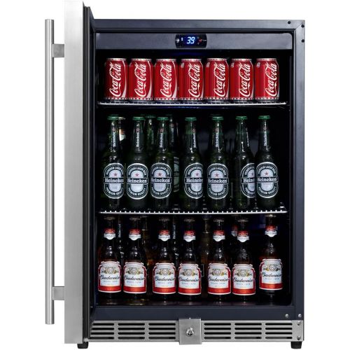  [아마존베스트]KingsBottle 160 Can Beverage Cooler, Stainless Steel with Glass Door