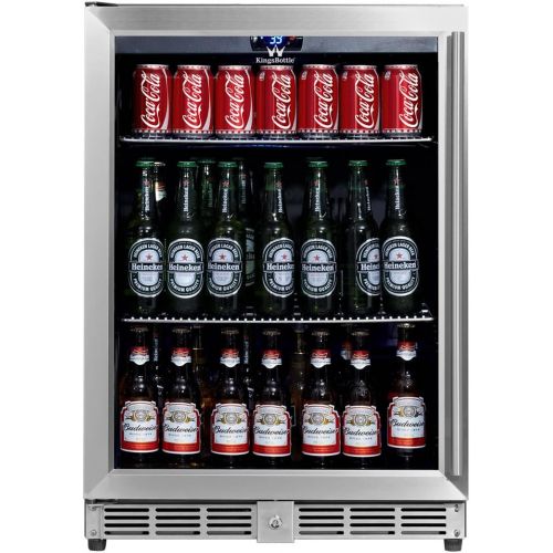  [아마존베스트]KingsBottle 160 Can Beverage Cooler, Stainless Steel with Glass Door
