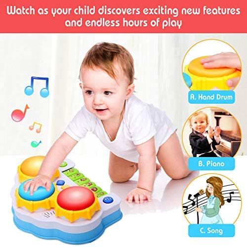  [아마존베스트]KingsDragon Musical Keyboard Piano Drum Set,Baby Drum Musical Toy with Music and Lights,Infant Early Educational Development Toys for Toddler and Babies