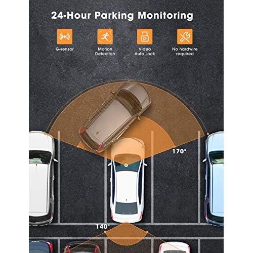  Kingslim Dual Dash Cam with GPS, 1080P FHD Front and Rear Car Camera with 3.16 Inch IPS Screen 170°, G Sensor, WDR, Loop Recording, Emergency Recording, Parking Monitor, Motion Det