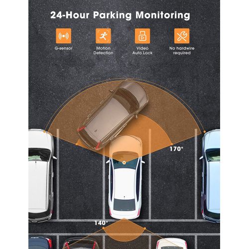  Kingslim Dual Dash Cam with GPS, 1080P FHD Front and Rear Car Camera with 3.16 Inch IPS Screen 170°, G Sensor, WDR, Loop Recording, Emergency Recording, Parking Monitor, Motion Det