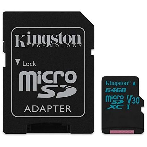  Kingston 64GB SDXC Micro Canvas Go! Memory Card and Adapter Works with GoPro Hero 7 Black, Silver, Hero7 White Camera (SDCG2/64GB) Bundle with (1) Everything But Stromboli TF and S