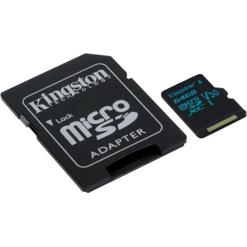  Kingston 64GB SDXC Micro Canvas Go! Memory Card and Adapter Works with GoPro Hero 7 Black, Silver, Hero7 White Camera (SDCG2/64GB) Bundle with (1) Everything But Stromboli TF and S