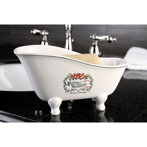  Kingston Brass Aqua Eden Superfins Mini Bathtub Ceramic Soap Dish in White