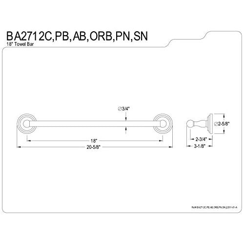  Kingston Brass BA2712PB Milano 18-Inch Towel Bar, Polished Brass