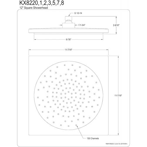  Kingston Brass KX8228 Claremont Shower Head, 12-Inch by 12-Inch, Brushed Nickel