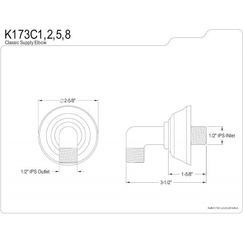  Kingston Brass K173C1 Designer Trimscape Showerscape Wall Mount Water Supply Elbow, Polished Chrome