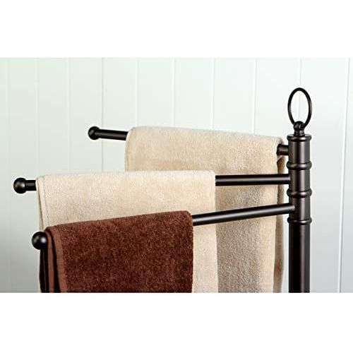  Kingston Brass CC2025 Pedestal Towel Bar In Three Level Height with White Box, Oil Rubbed Bronze