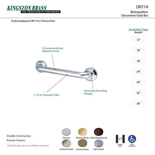  Kingston Brass DR714362 Designer Trimscape Metropolitan Decor 36-Inch Grab Bar with 1.25-Inch Outer Diameter, Polished Brass