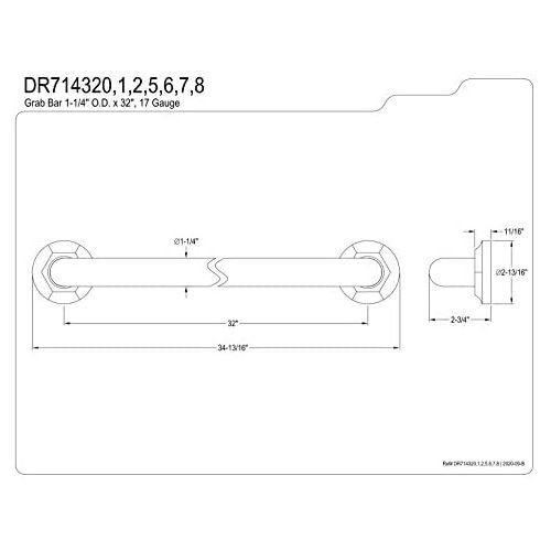  Kingston Brass DR714328 Designer Trimscape Metropolitan Decor 32-Inch Grab Bar with 1.25-Inch Outer Diameter, Brushed Nickel