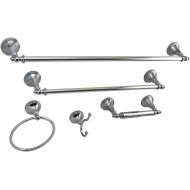 Kingston Brass Naples 5-Piece Accessory Set with 18 & 24 Towel Bar, Towel Ring, Robe Hook & Toilet Paper Holder, Polished Chrome