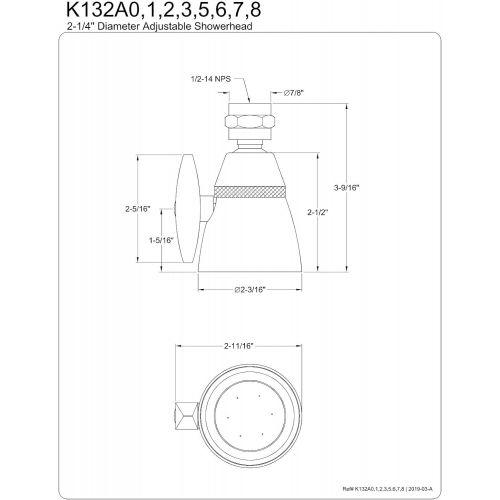  Kingston Brass K132A2 Designer Trimscape Showerscape 2-1/4-Inch Shower Head, Polished Brass
