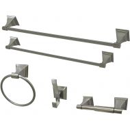 Kingston Brass BAHK61212478SN 18-Inch and 24-Inch Towel Bar, 6-Inch Towel Ring, Toilet Paper Holder and Robe Hook Monarch Bathroom Accessories, 5 Piece in Set