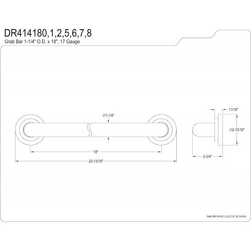  Kingston Brass DR414185 Designer Trimscape Manhattan Decor 18-Inch Grab Bar with 1.25-Inch Outer Diameter, Oil Rubbed Bronze