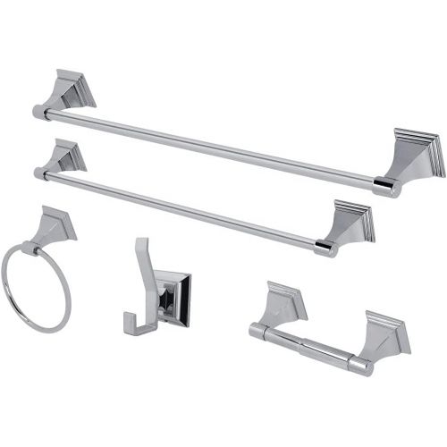  Kingston Brass BAHK61212478C 18-Inch and 24-Inch Towel Bar, 6-Inch Towel Ring, Toilet Paper Holder and Robe Hook Monarch Bathroom Accessories, 5-Piece in Set, Polished Chrome