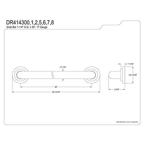  Kingston Brass DR414305 Designer Trimscape Manhattan Decor 30-Inch Grab Bar with 1.25-Inch Outer Diameter, Oil Rubbed Bronze