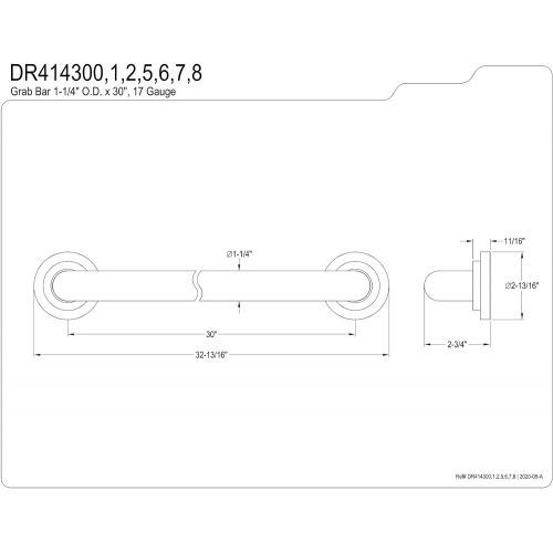  Kingston Brass DR414305 Designer Trimscape Manhattan Decor 30-Inch Grab Bar with 1.25-Inch Outer Diameter, Oil Rubbed Bronze