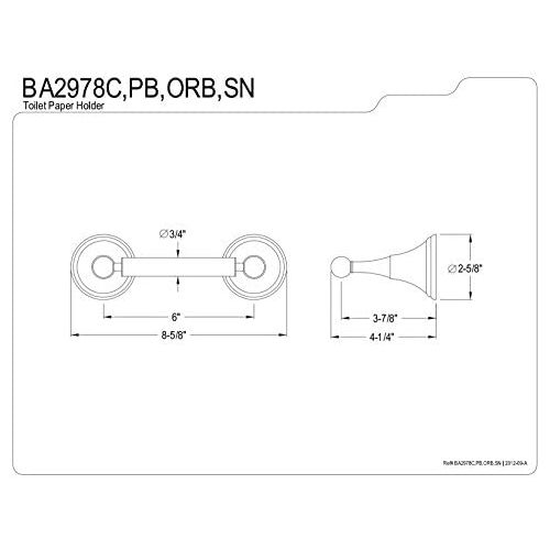  Kingston Brass BA2978C Governor Toilet Paper Holder, Polished Chrome