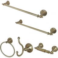 Kingston Brass BAHK1612478SN Naples 5-Piece Accessory Set with 18 & 24 Towel Bar, Towel Ring, Robe Hook & Toilet Paper Holder, Satin Nickel