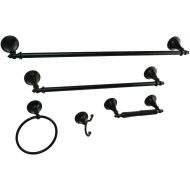 Kingston Brass Naples 5-Piece Accessory Set with 18 & 24 Towel Bar, Towel Ring, Robe Hook & Toilet Paper Holder, Oil Rubbed Bronze