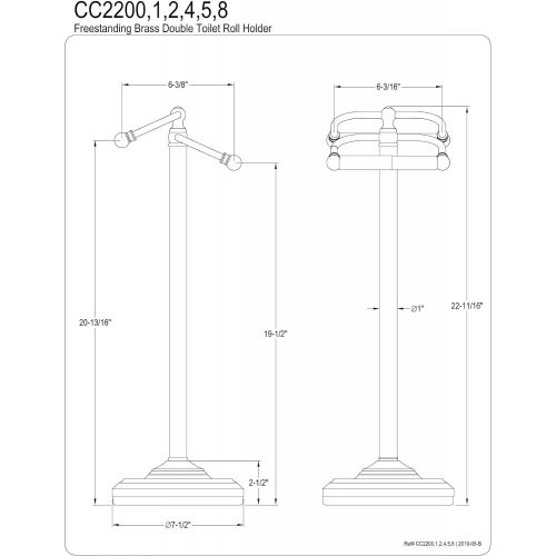  Kingston Brass CC2200 Vintage Freestanding Double Roll Toilet Paper Holder, Matte Black