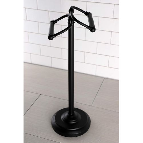  Kingston Brass CC2200 Vintage Freestanding Double Roll Toilet Paper Holder, Matte Black