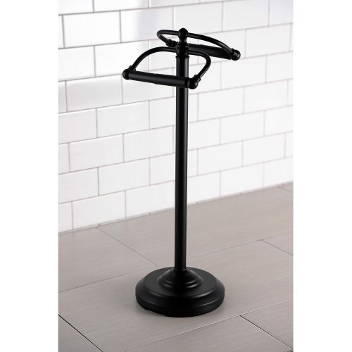  Kingston Brass CC2200 Vintage Freestanding Double Roll Toilet Paper Holder, Matte Black