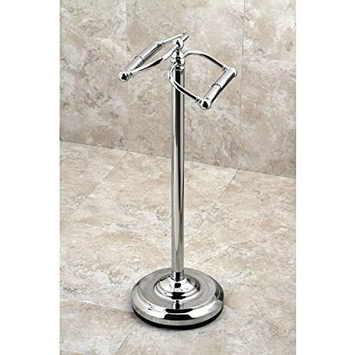  Kingston Brass Vintage Freestanding Brass Double Toilet Roll Holder, Polished Chrome